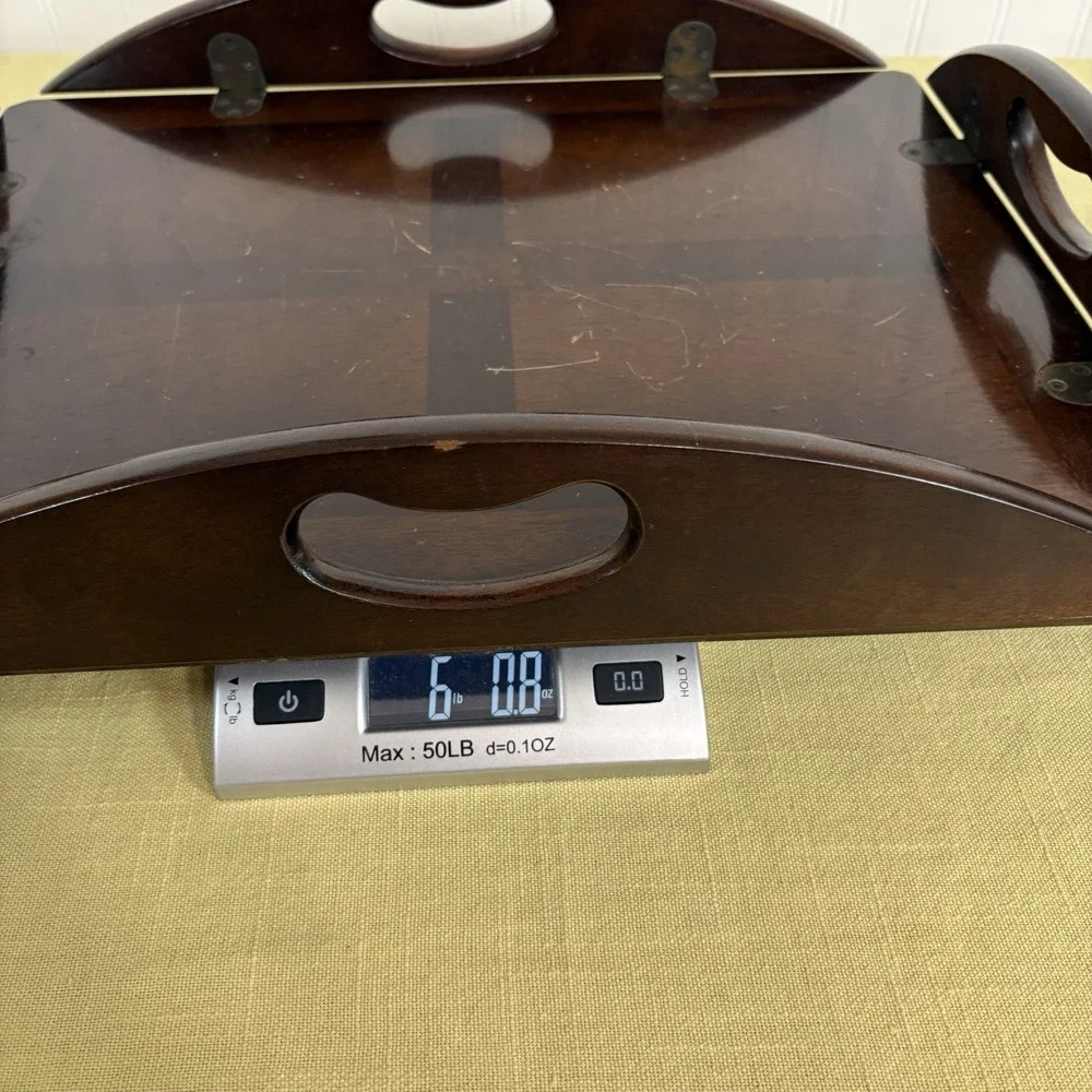 Vintage Mahogany Butlers Tray Folding Handles With Brass Hinges 70s - Tray Only